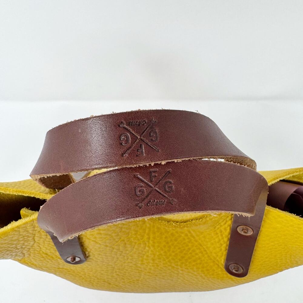 Go Forth Goods Avery Golden Sun Leather Crossbody Tote Handmade USA Quiet Luxury - Picture 6 of 10
